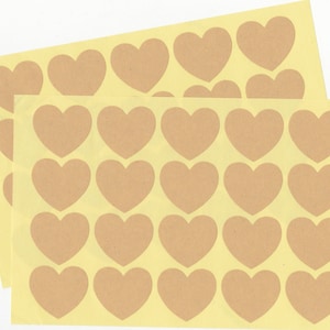 20 pièces - autocollant coeur brun 35 mm papier kraft