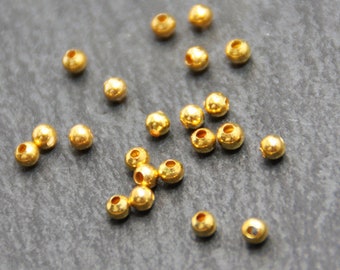 50 x brass metal bead balls 3 mm gold