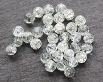 20 x glass beads CRACKLE - 8 mm clear glass bead