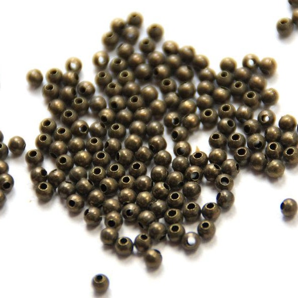 50 x boules de perles en laiton métallique 3 mm bronze