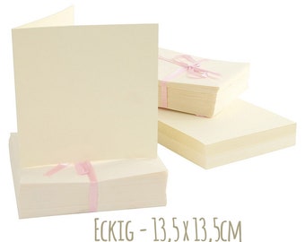 10 folding cards envelopes SQUARE cream-colored