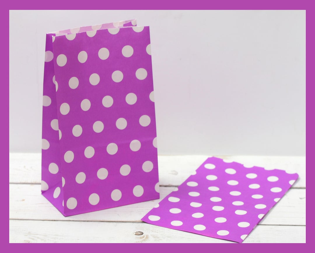 10 Paper Bags Purple Dotted Bottom Paper Bags Etsy
