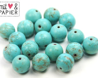 6 x turquoise beads 10 mm stone pearl noble turquoise