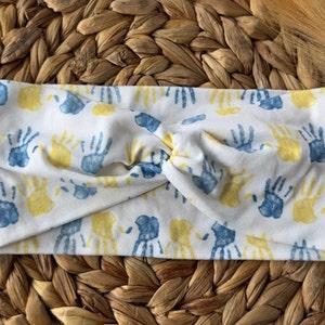 Down syndrome awareness headband, yellow and blue hands headband, Trisomy 21, yellow and blue ribbon, lots of socks,