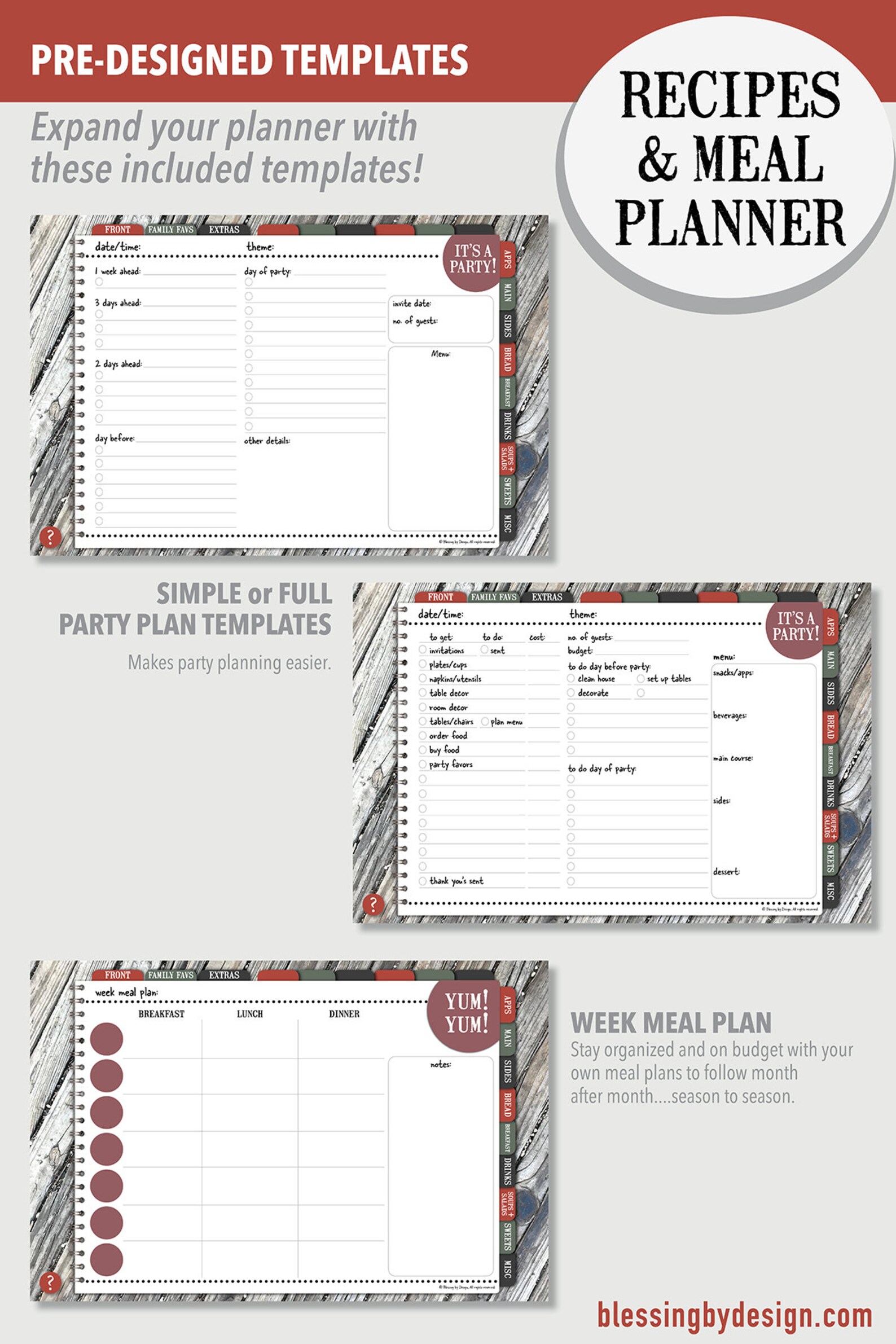 My Recipes Simple Digital Planner Digital Recipe Organizer Etsy UK