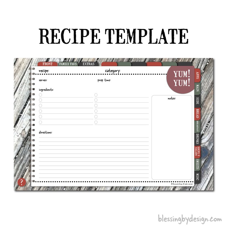 My Recipes Simple Digital Planner Recipe Organizer Digital Etsy
