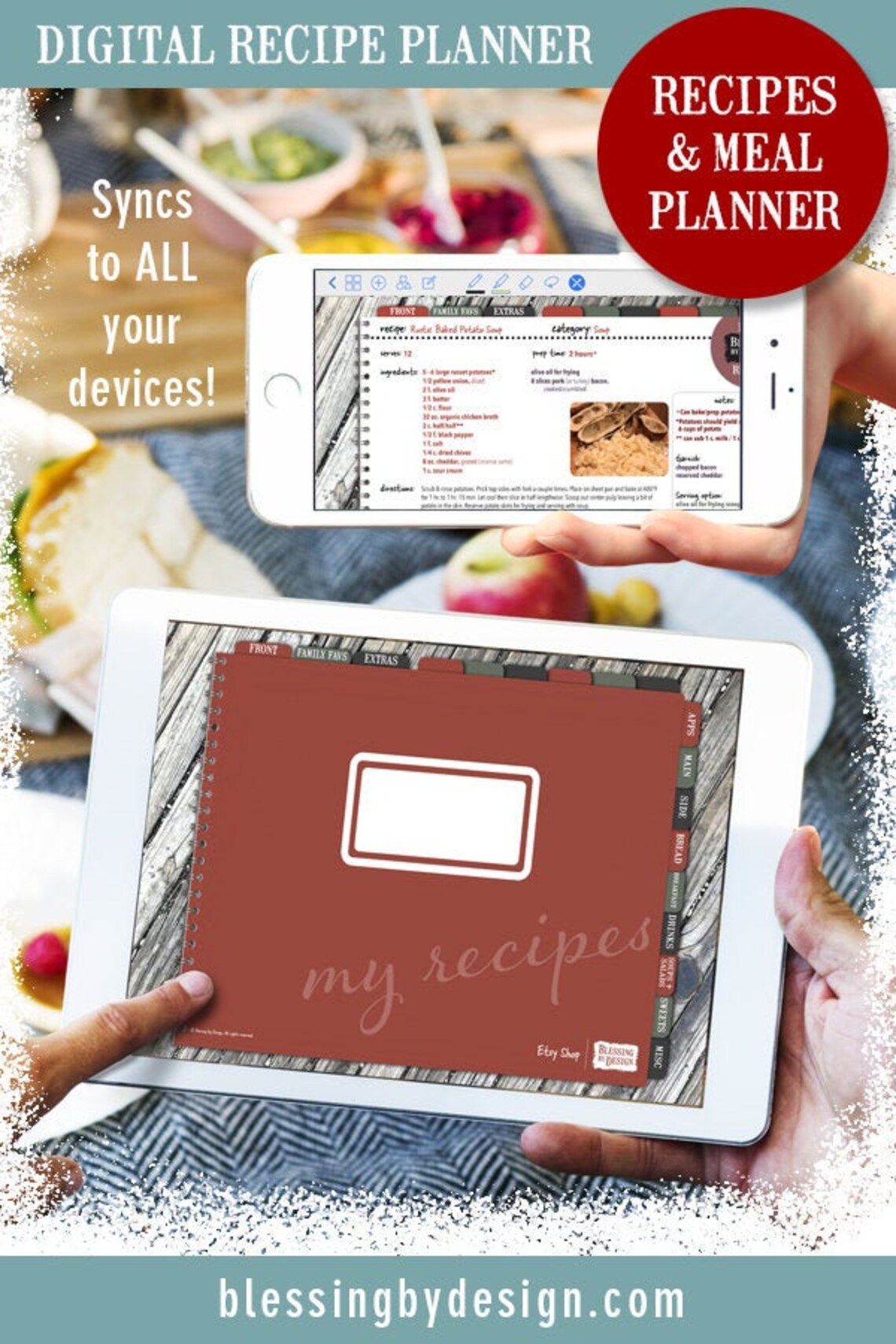 My Recipes Simple Digital Planner Digital Recipe Organizer Etsy