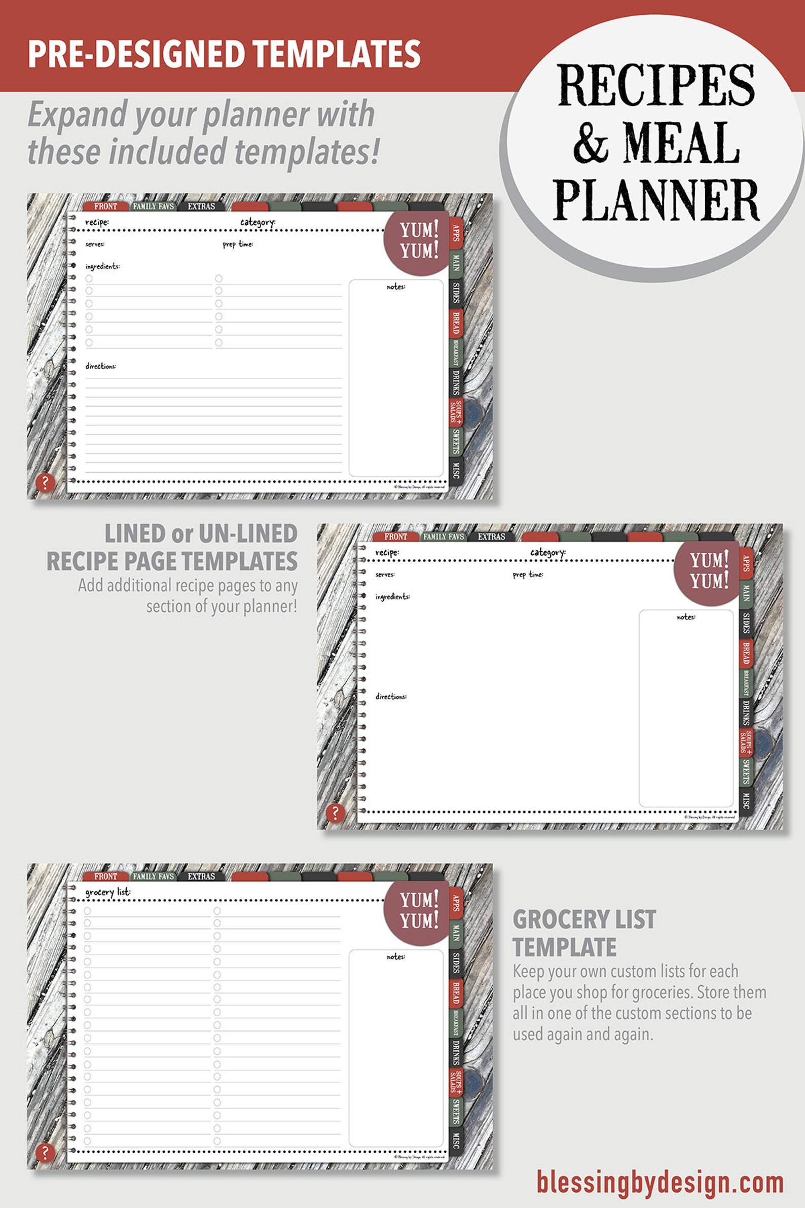 My Recipes Simple Digital Planner Digital Recipe Organizer Etsy