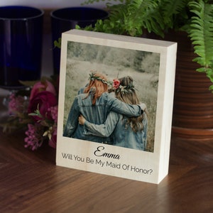 Sarai la mia damigella d'onore, proposta regalo personalizzata per damigella d'onore, regalo personalizzato per damigella d'onore con foto, stampa personalizzata su legno