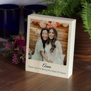 Thank you for being my Maid of Honor, Bridesmaid thank you gift, Appreciation gift with photo and custom name, For friend