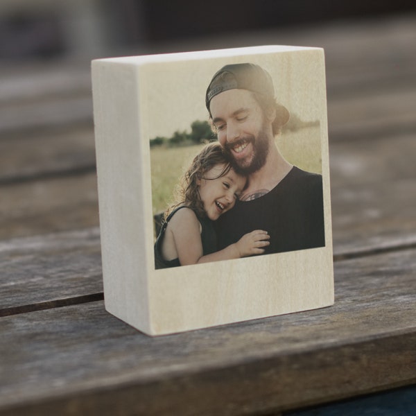 Photo on wood, Wooden photo block, Father's day gift with picture, Personalised print for father, Personalized birthday present for dad