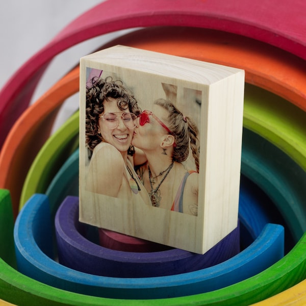 Photo on wood ∙ LGBT pride ∙ custom lesbian anniversary gift