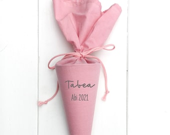 Cono escolar pequeño de tela personalizado, rosa | 35 cm