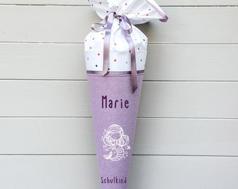 Tela de cono escolar de sirena con nombre