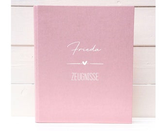 Carpeta de notas personalizada para niñas, regalo perfecto para empezar el colegio | Carpeta de notas de tela de lino | Carpeta de anillas | Corazón