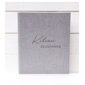 Zeugnismappe Dokumente Ordner personalisiert Mädchen Jungen Einschulung Geschenk | Stoff Leinen | Ringbuch puristisch