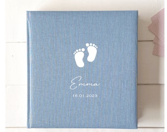 Fotoalbum Baby Füße | personalisiert | Geschenk zur Geburt |Taufe | Leinen