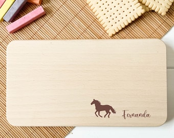 Tabla de desayuno de caballo personalizada, tabla de desayuno, tabla de madera, regalos de caballos para niñas