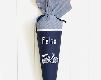 Cono escolar de bicicleta BMX de tela personalizado | con nombre | también se puede usar como almohada de peluche