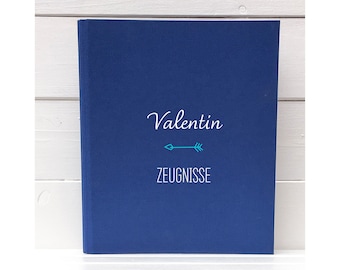 Carpeta de notas para niños con flecha para el nombre, regalo para la vuelta al cole | Carpeta de tela/lino | Carpeta de anillas