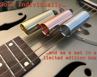 Série Trifecta JSA “SmoothRaw”, alumínio, cobre e latão, slide de guitarra simplificado com chanfro confortável - tamanho de anel americano 9