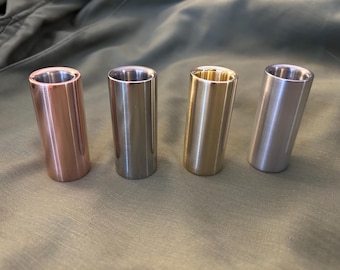 Slides para guitarra JSA “Bare Knuckles” Compact Heavyweight em cobre, alumínio, latão e aço inoxidável — Tamanho de anel EUA 9