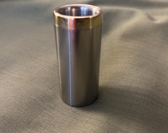 Slide para guitarra JSA “Lokey Saturn” Compact Heavyweight em aço inoxidável com ponta de latão — Tamanho do anel US 9