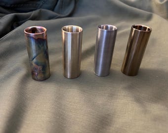 Slide para guitarra JSA “Four Horsemen” em alumínio, cobre, aço inoxidável e latão, com acabamento chamuscado e chanfro para maior conforto — Tamanho do anel: 9 (EUA)