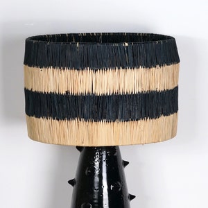 Lampshade in natural and black raffia