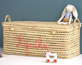 Malle de rangement en feuilles de palmier 80cm - Personnalisable, Coffre à Jouets personnalisé