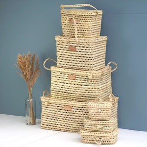 Woven wicker toy box Rattan palm storage trunk and storage basket image 2