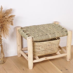 Moroccan wooden bench with storage 60cm