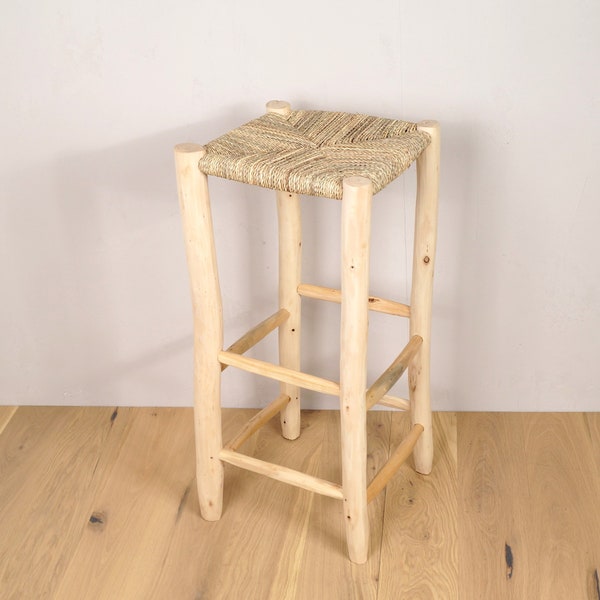 Tabouret de bar en bois et corde - 75cm