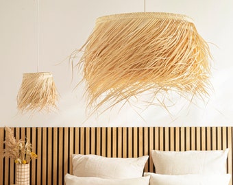 Boho straw pendant light - Rectangle