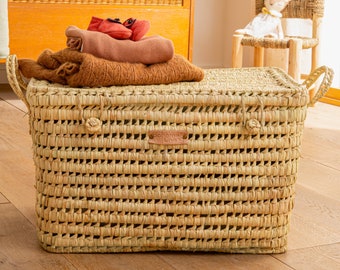 Wicker storage chest, toy trunk, wicker toy chest, rattan toy basket