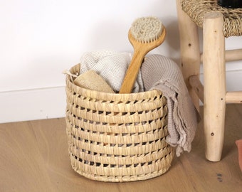 Round Wicker Basket, Multi-Purpose Palm Leaf Storage Basket, Wicker Flower Pot Cover