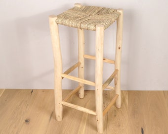 Tabouret de bar en bois et corde - 75cm