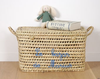 PERSONALIZED Wicker storage chest, toy trunk 60cm