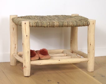 Banc en bois avec rangement 80cm, Banc d'entrée range chaussures