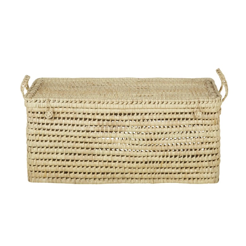 Woven wicker toy box Rattan palm storage trunk and storage basket image 3