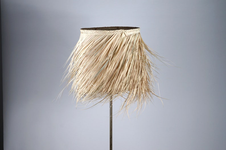 Fringed straw lampshade image 2
