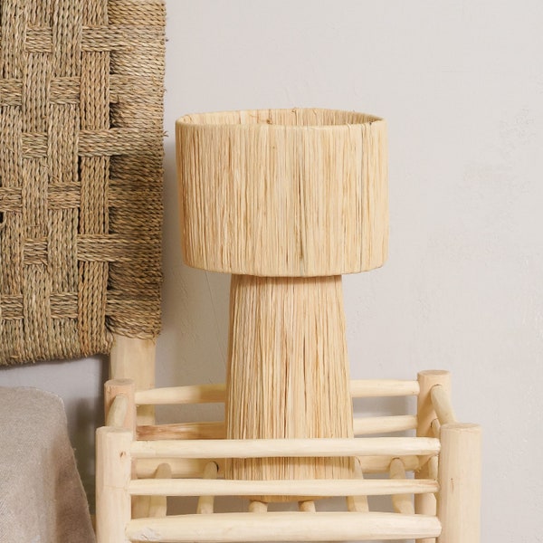 Raffia bedside lamp