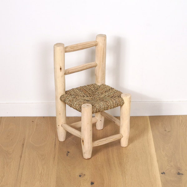 Chaise enfant en bois et corde - Dossier bois