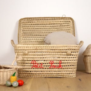Baúl de juguetes personalizado de 60 cm, baúl de mimbre para guardar juguetes, regalo para bebé