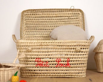 Personalized Toy Box 60cm, Trunk for Storing Wicker Toys, Birth Gift