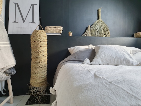 Grey wicker lamp shade discount