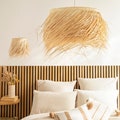 Boho straw pendant light - Rectangle