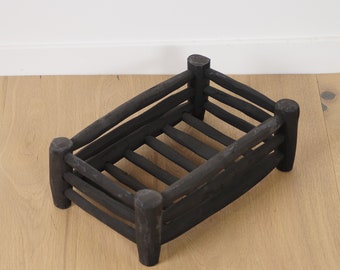 Cesta de almacenamiento de madera - Negro