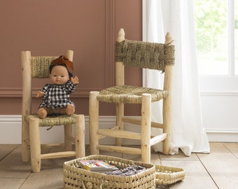 Chaise enfant en bois et corde