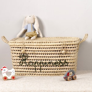 PERSONALIZED Wicker storage chest, toy trunk 60cm image 5